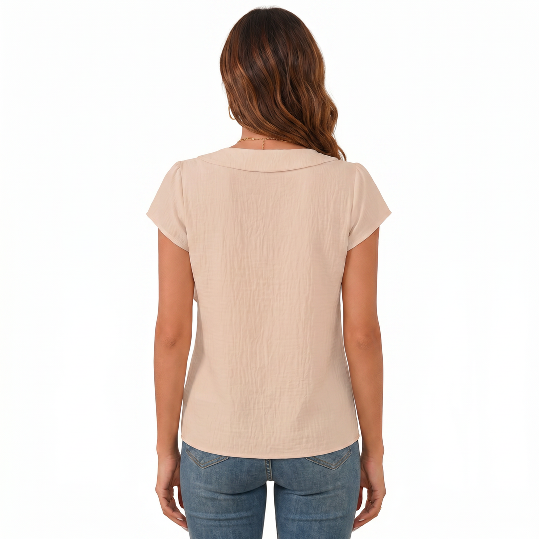 Women’s Asymmetrical Neck Short Sleeve Blouse