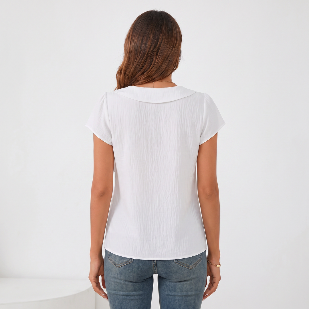 Women’s Asymmetrical Neck Short Sleeve Blouse