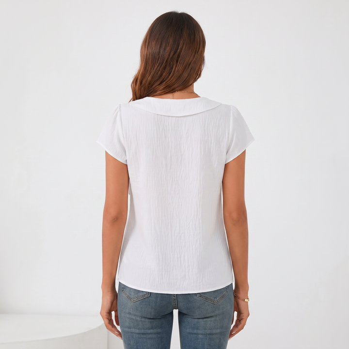 Women’s Asymmetrical Neck Short Sleeve Blouse