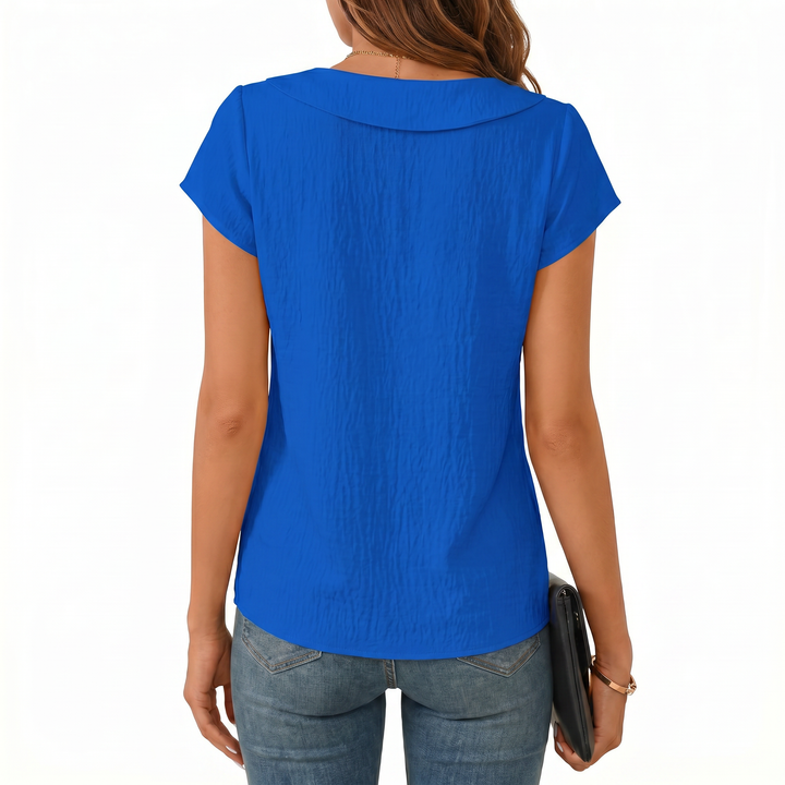 Women’s Asymmetrical Neck Short Sleeve Blouse