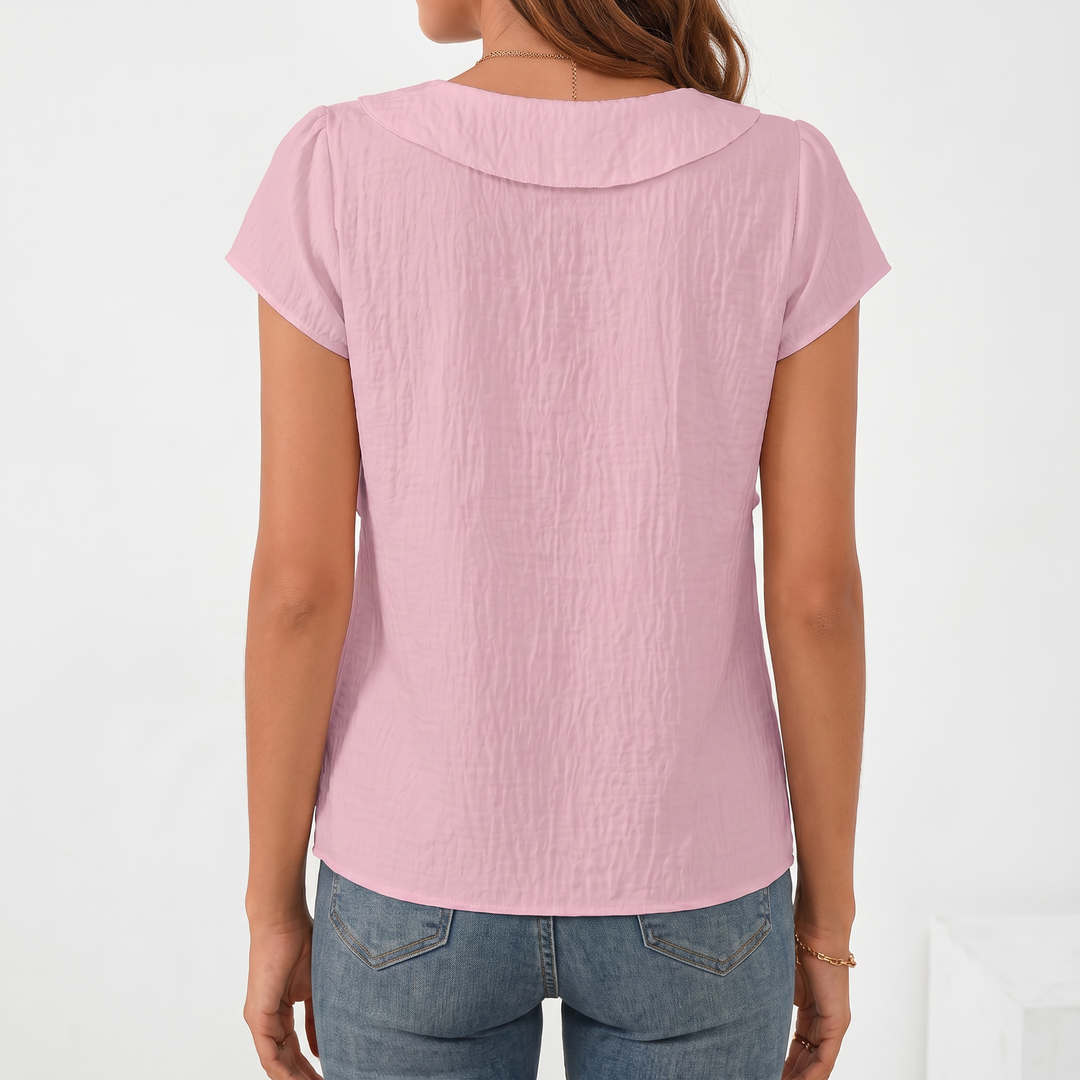 Women’s Asymmetrical Neck Short Sleeve Blouse