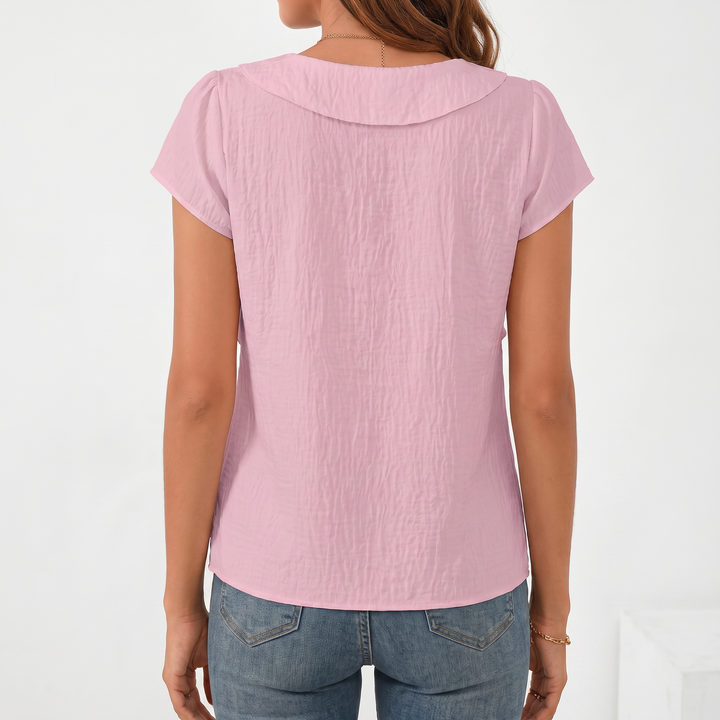 Women’s Asymmetrical Neck Short Sleeve Blouse