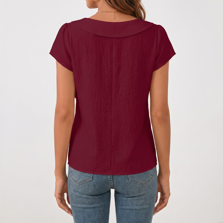 Women’s Asymmetrical Neck Short Sleeve Blouse