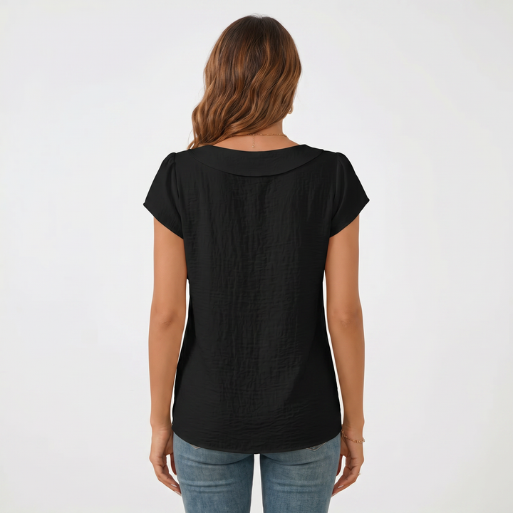 Women’s Asymmetrical Neck Short Sleeve Blouse