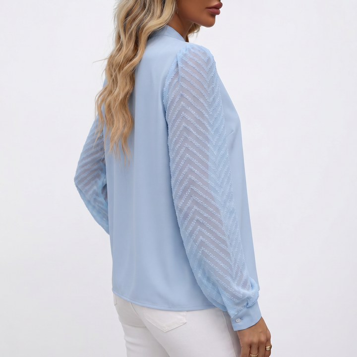 Women's V-Neck Long Sleeve Chiffon Blouse
