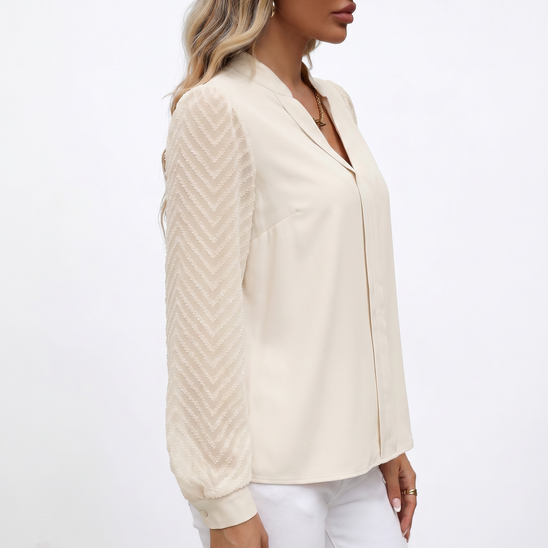 Women's V-Neck Long Sleeve Chiffon Blouse