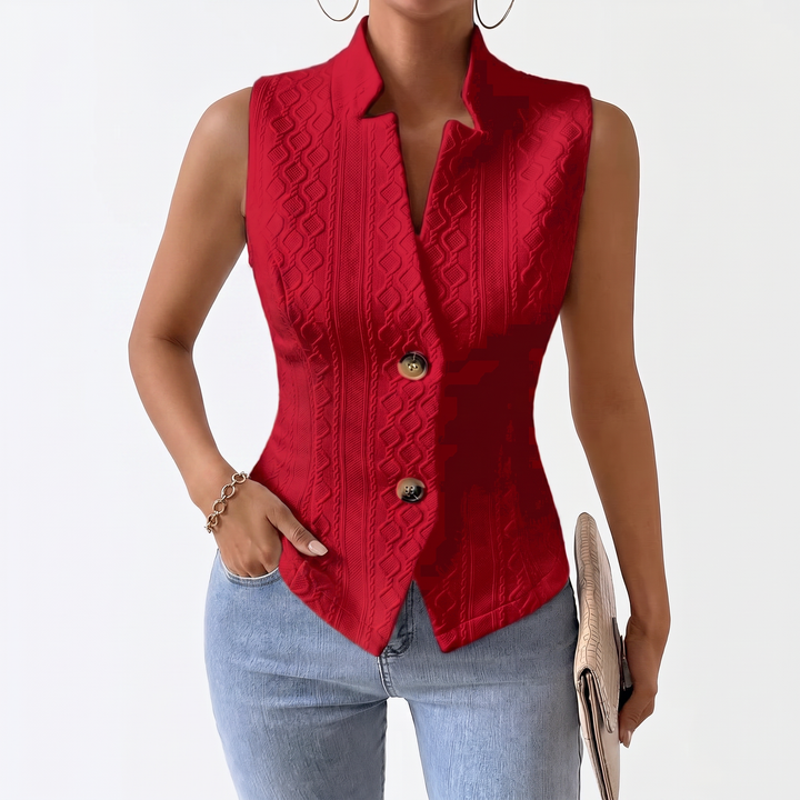 Women's V-Neck Button Sleeveless Vest Top