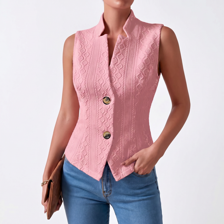 Women's V-Neck Button Sleeveless Vest Top