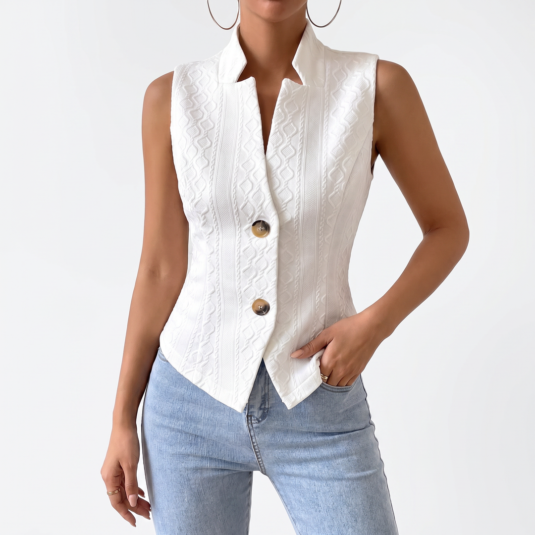Women's V-Neck Button Sleeveless Vest Top