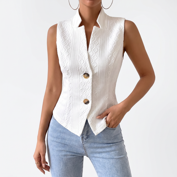 Women's V-Neck Button Sleeveless Vest Top