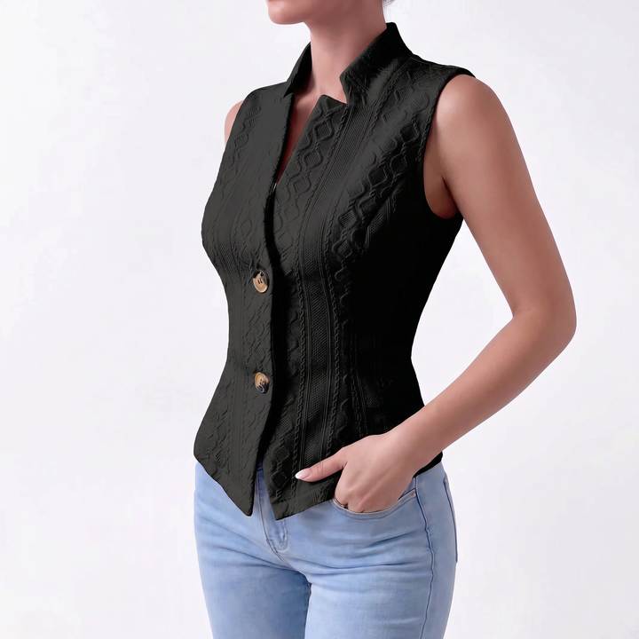 Women's V-Neck Button Sleeveless Vest Top