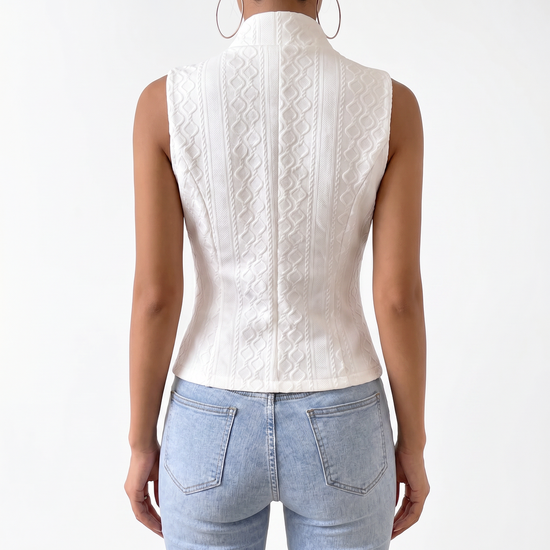 Women's V-Neck Button Sleeveless Vest Top