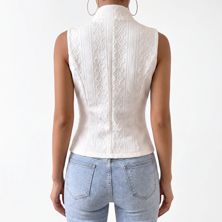 Women's V-Neck Button Sleeveless Vest Top
