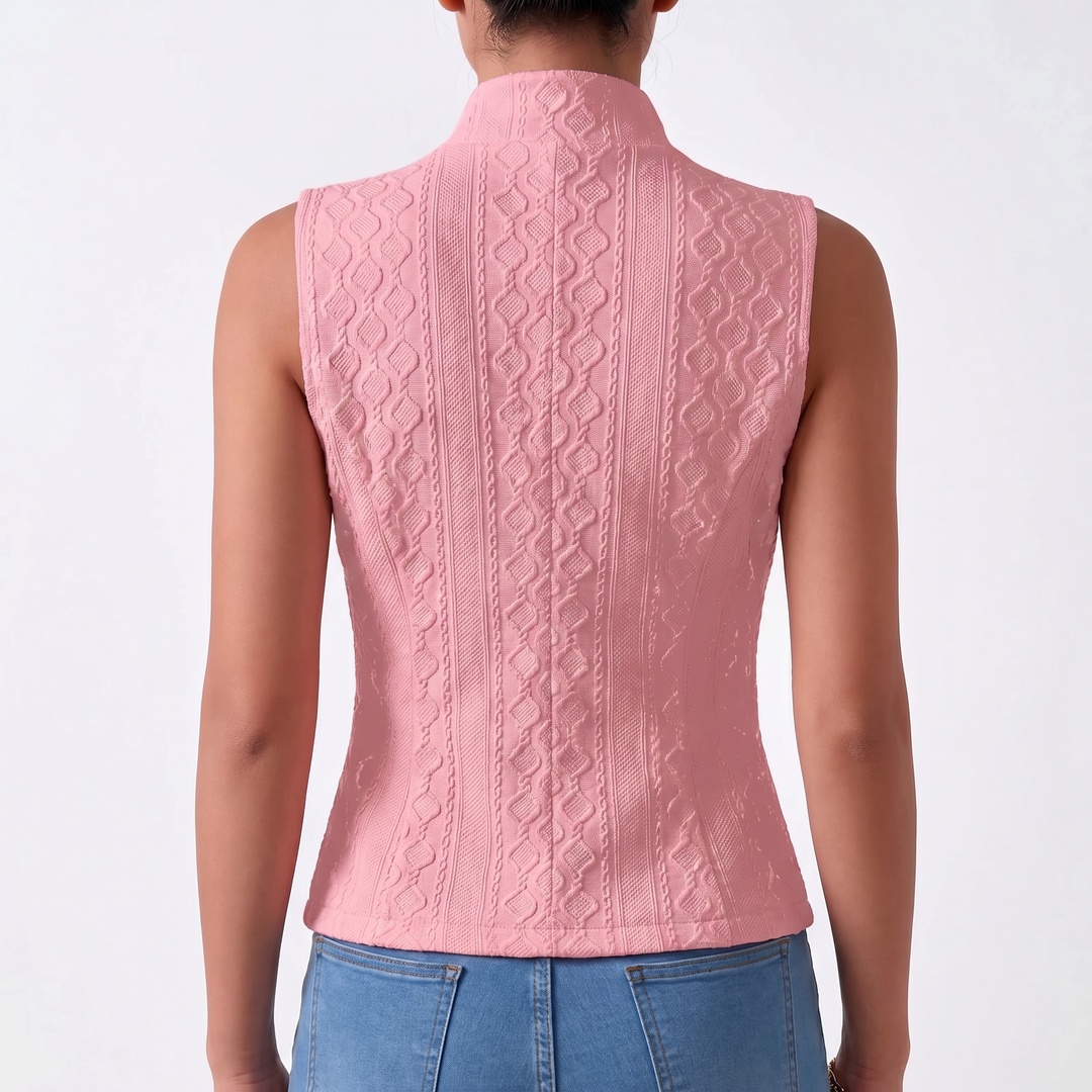 Women's V-Neck Button Sleeveless Vest Top