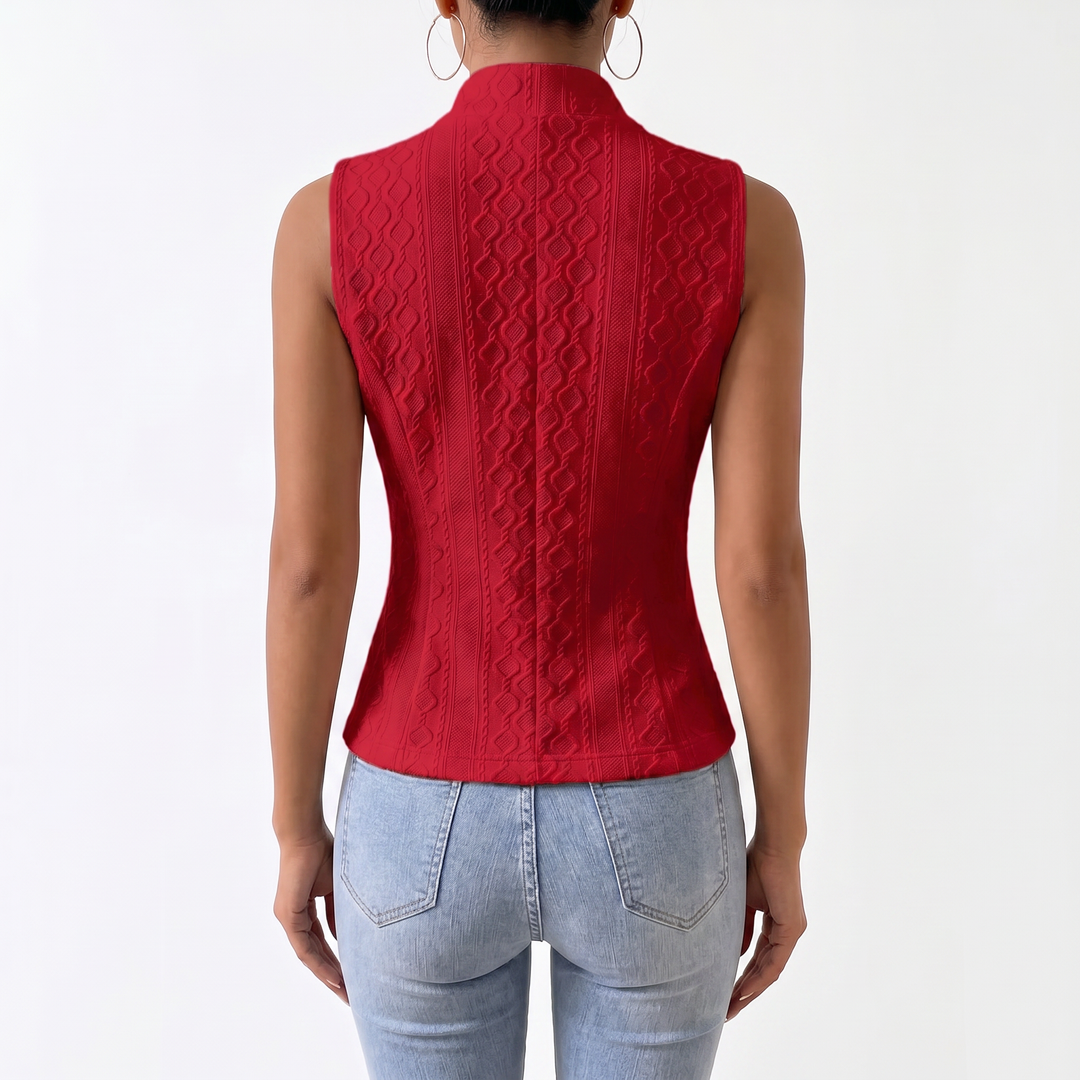 Women's V-Neck Button Sleeveless Vest Top