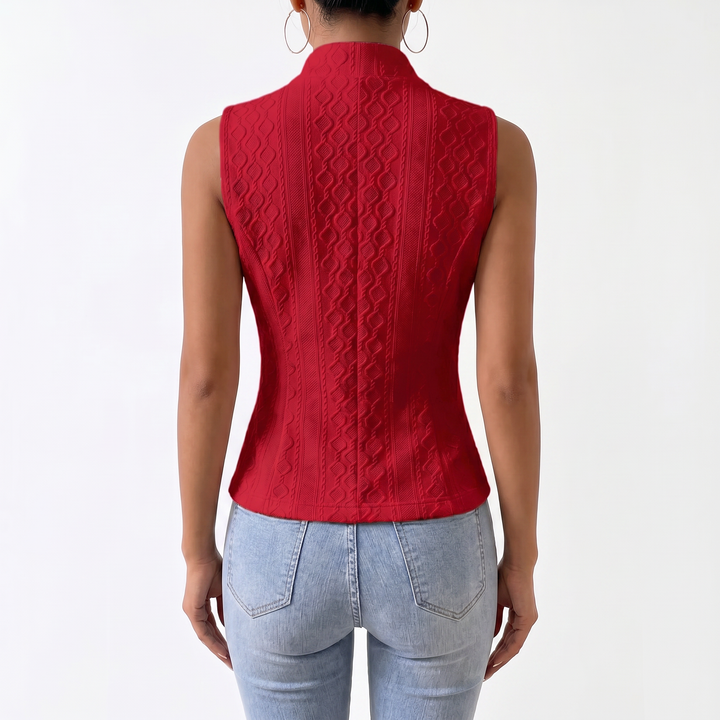 Women's V-Neck Button Sleeveless Vest Top