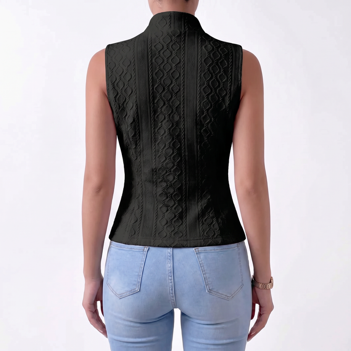 Women's V-Neck Button Sleeveless Vest Top