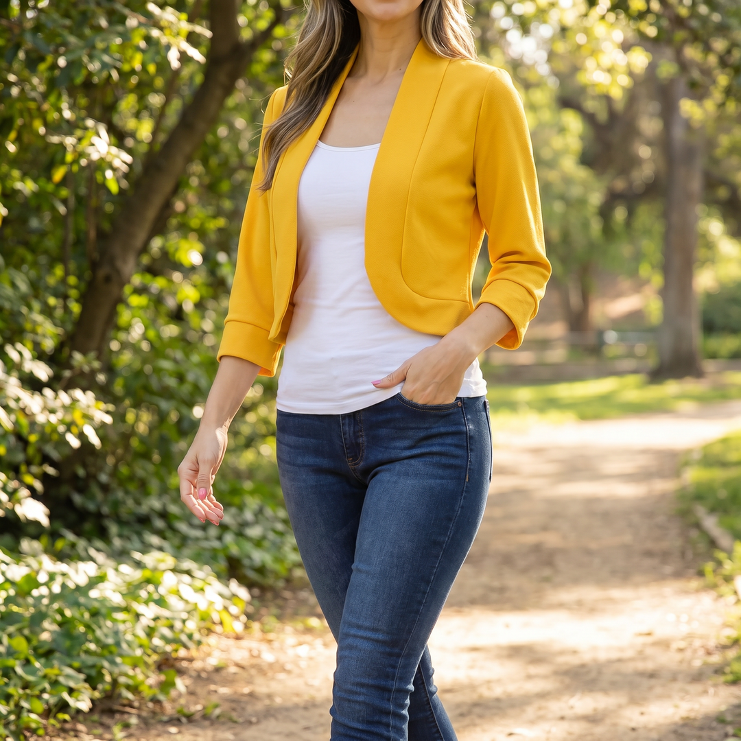 Women's Open Front Cropped Blazer