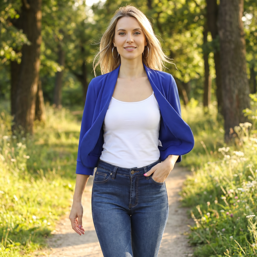 Women's Open Front Cropped Blazer