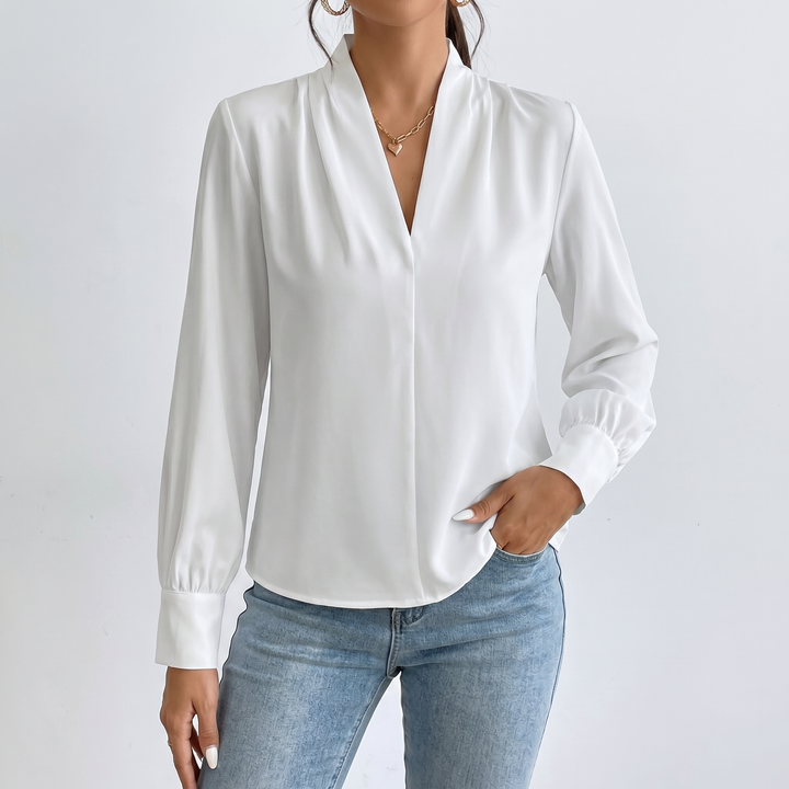 Women's Long Sleeve V-Neck Loose Blouse