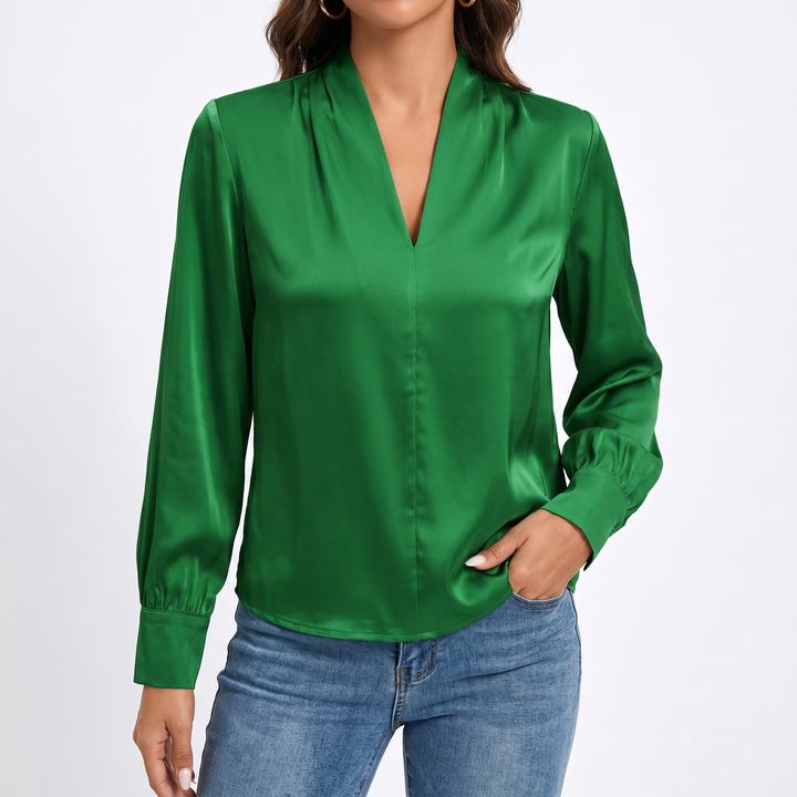 Women's Long Sleeve V-Neck Loose Blouse