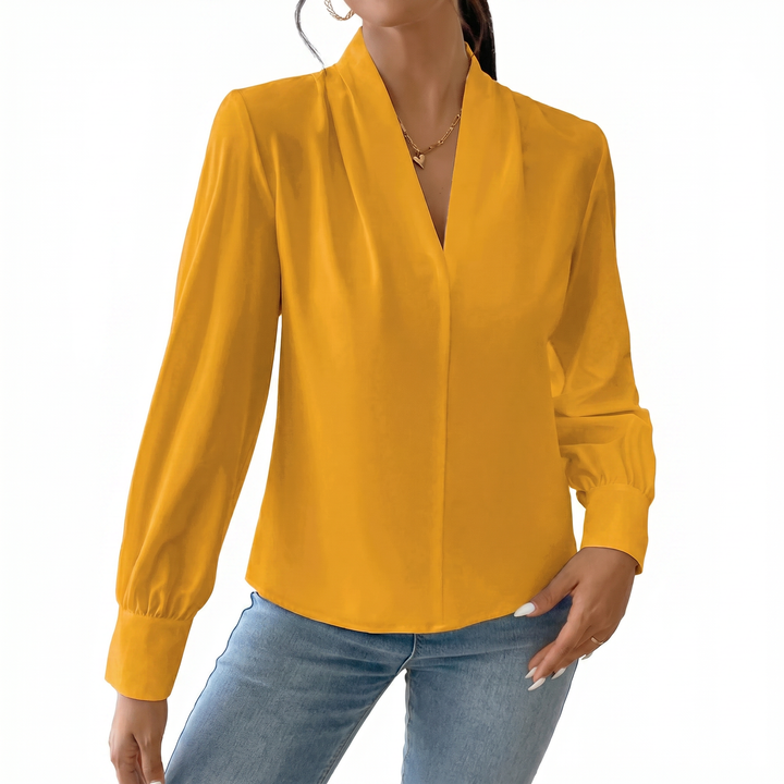 Women's Long Sleeve V-Neck Loose Blouse