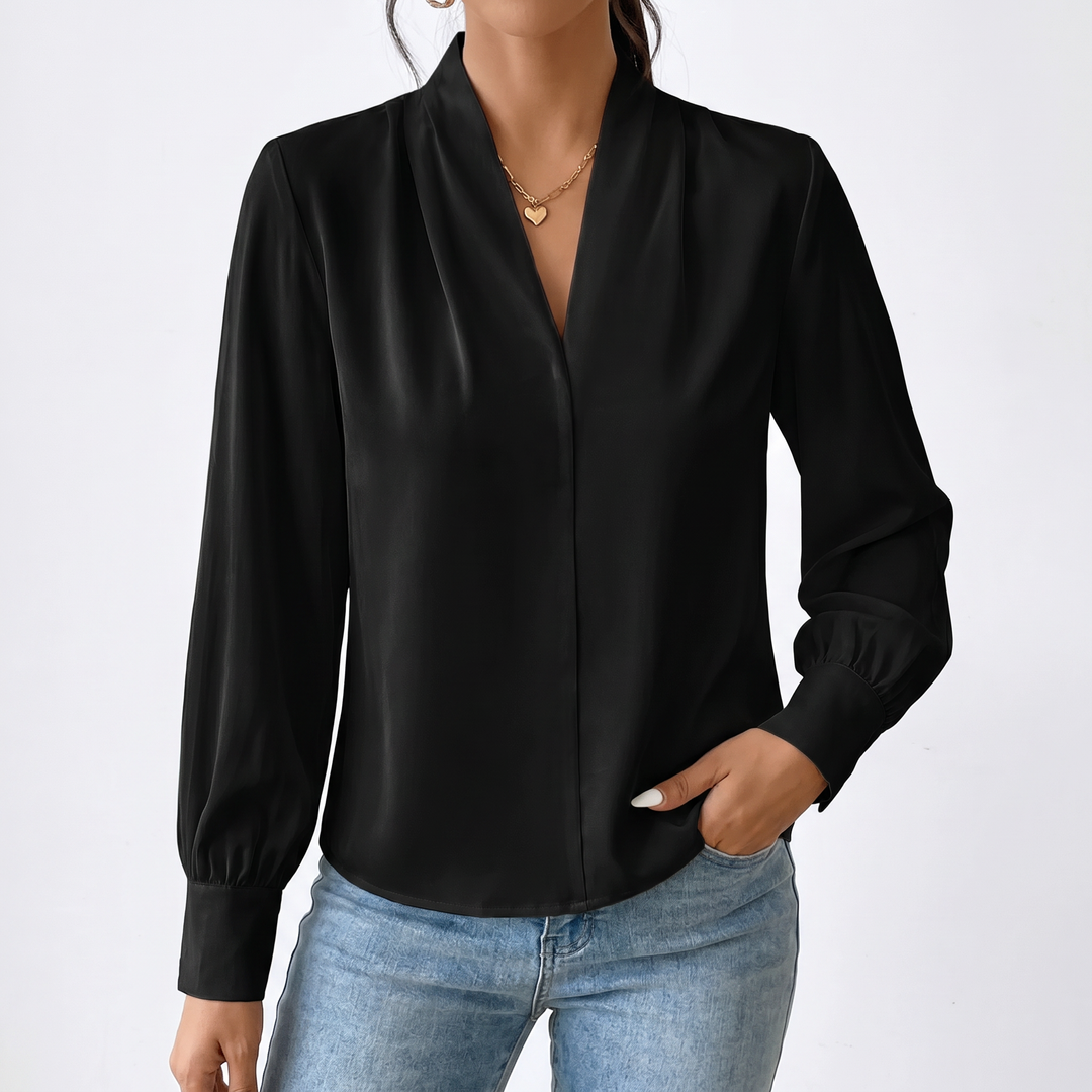 Women's Long Sleeve V-Neck Loose Blouse