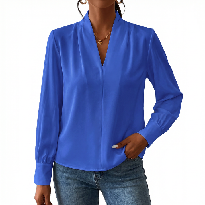 Women's Long Sleeve V-Neck Loose Blouse
