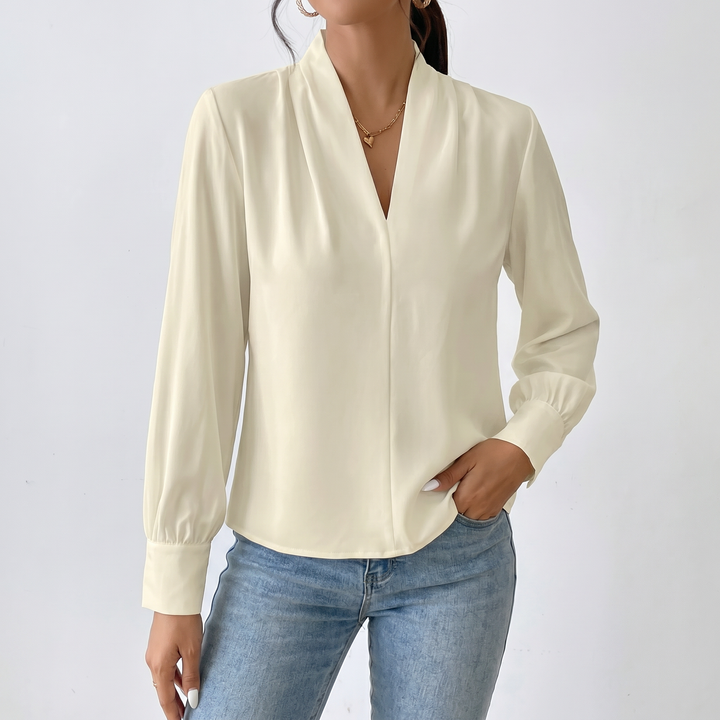 Women's Long Sleeve V-Neck Loose Blouse