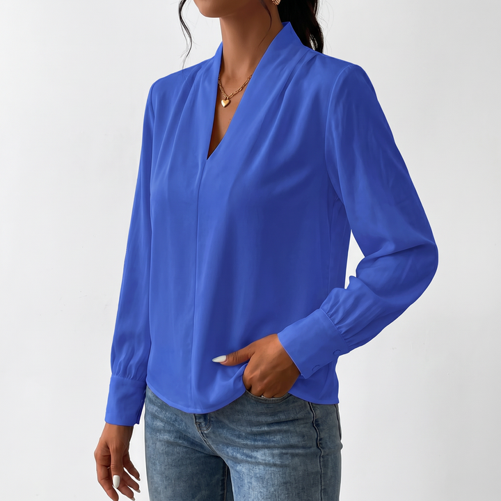 Women's Long Sleeve V-Neck Loose Blouse