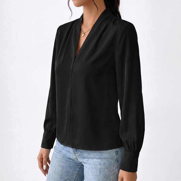 Women's Long Sleeve V-Neck Loose Blouse
