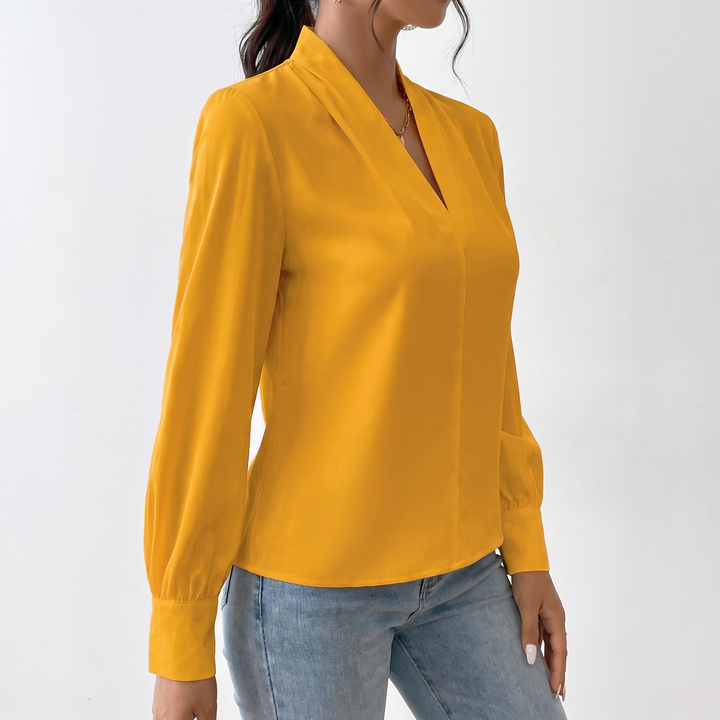 Women's Long Sleeve V-Neck Loose Blouse