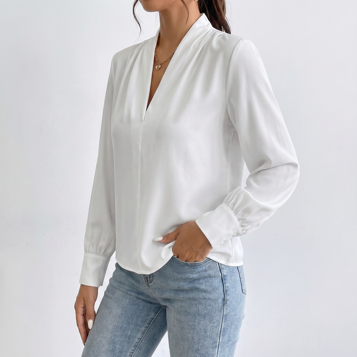 Women's Long Sleeve V-Neck Loose Blouse