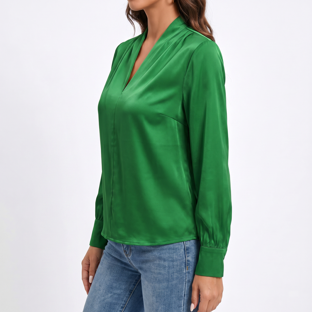 Women's Long Sleeve V-Neck Loose Blouse