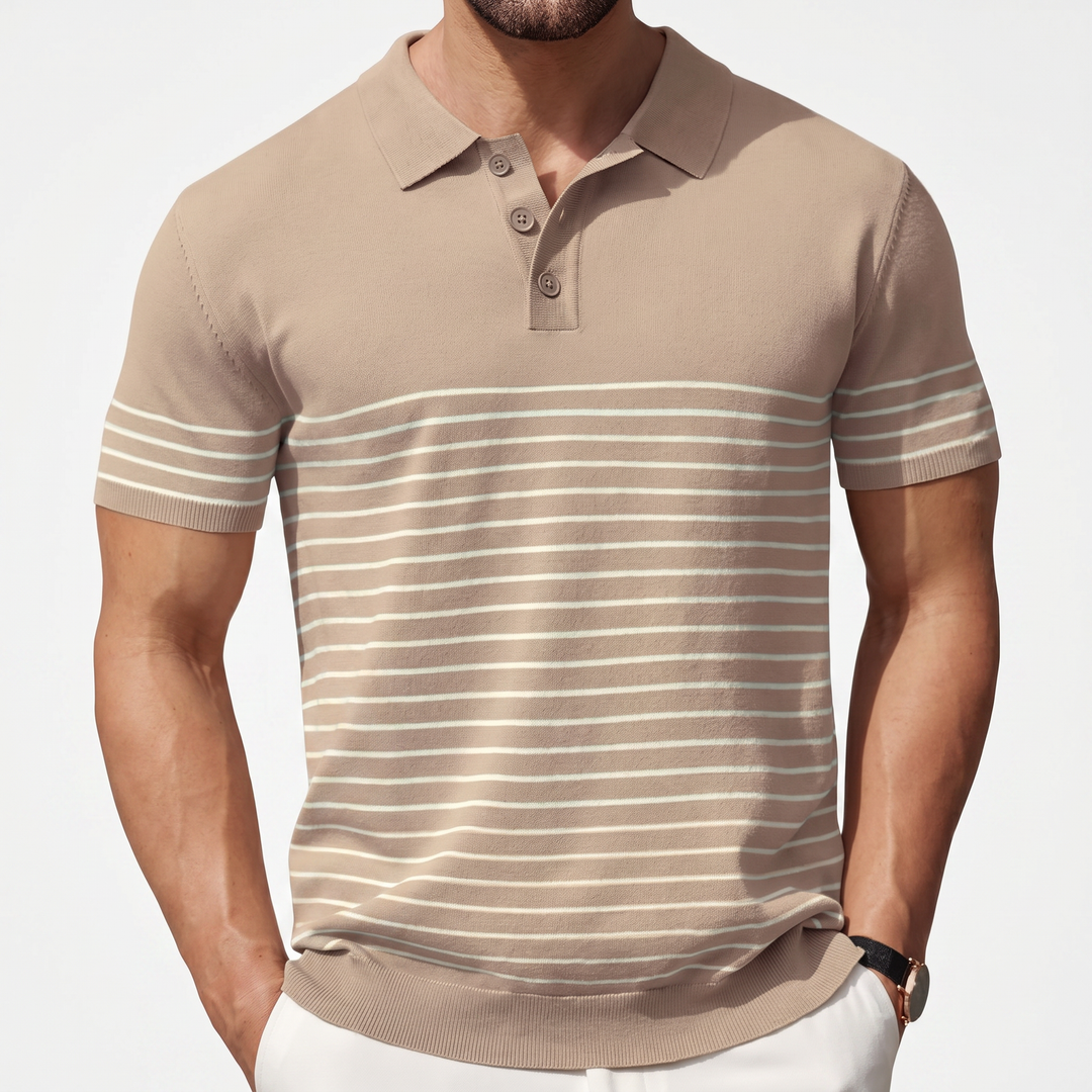 Men’s Striped Knit Polo Shirt