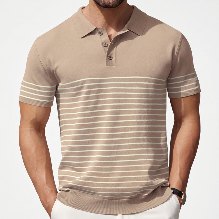Men’s Striped Knit Polo Shirt