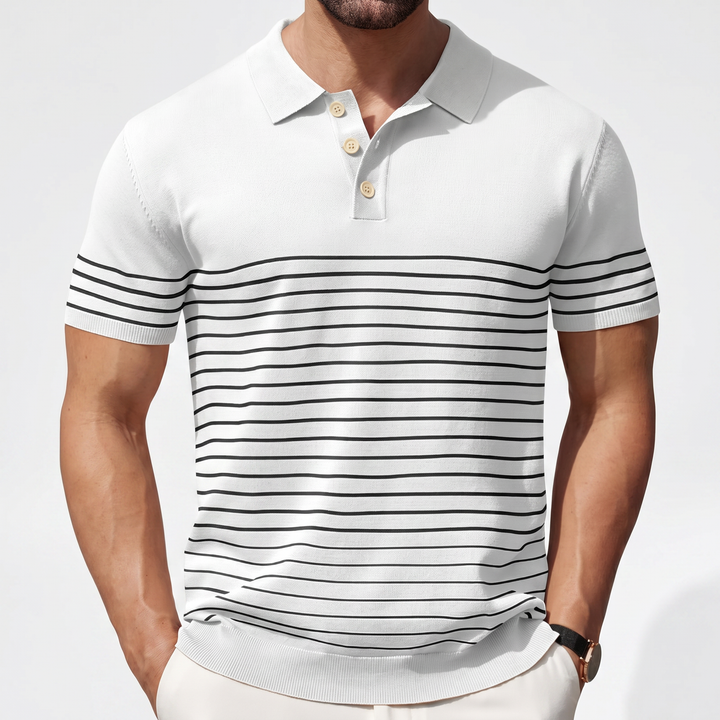 Men’s Striped Knit Polo Shirt