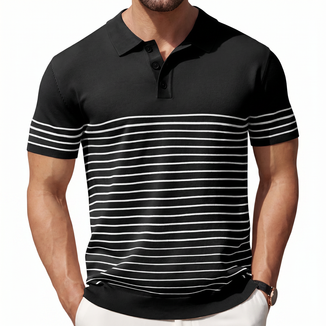 Men’s Striped Knit Polo Shirt