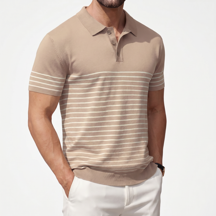Men’s Striped Knit Polo Shirt