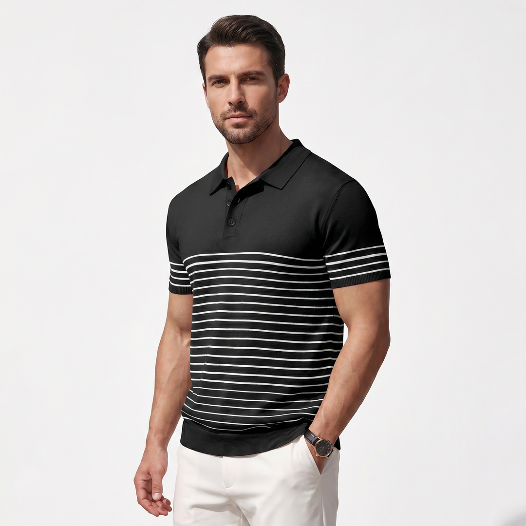 Men’s Striped Knit Polo Shirt
