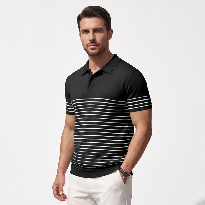 Men’s Striped Knit Polo Shirt