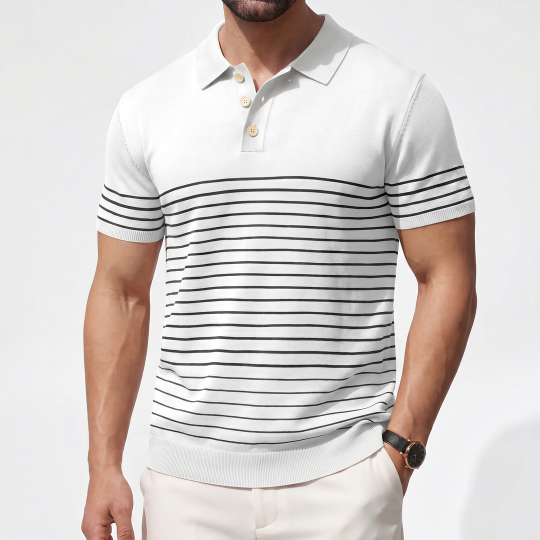 Men’s Striped Knit Polo Shirt