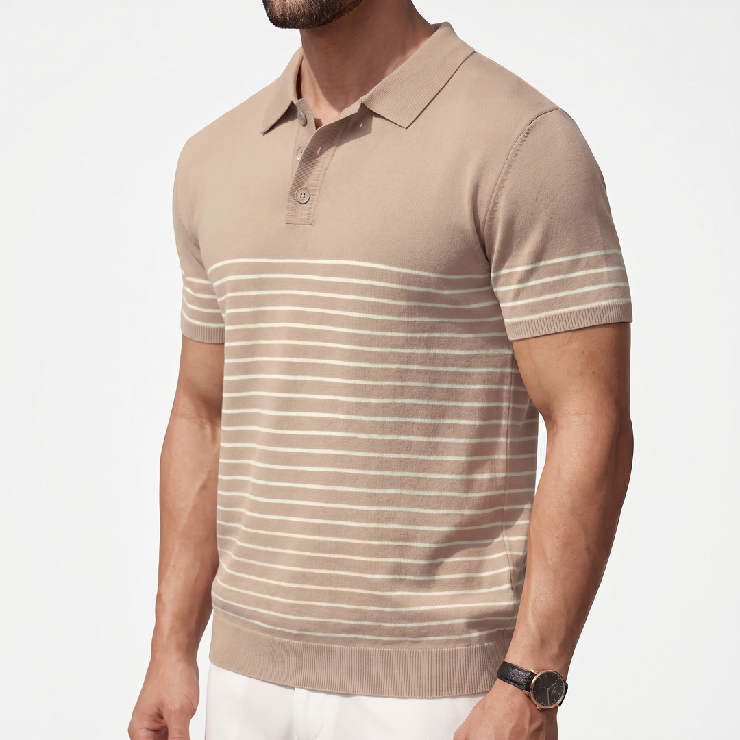Men’s Striped Knit Polo Shirt