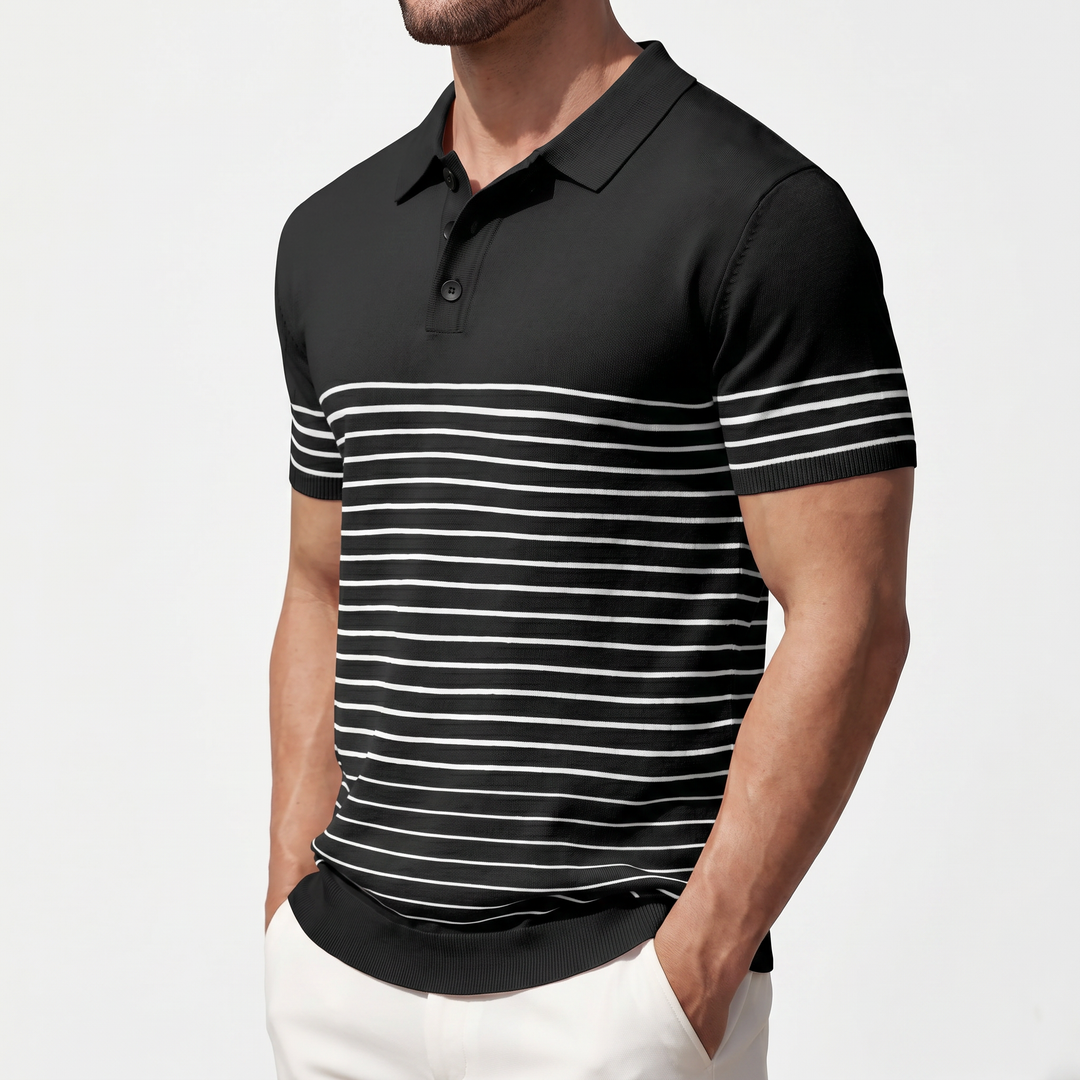 Men’s Striped Knit Polo Shirt