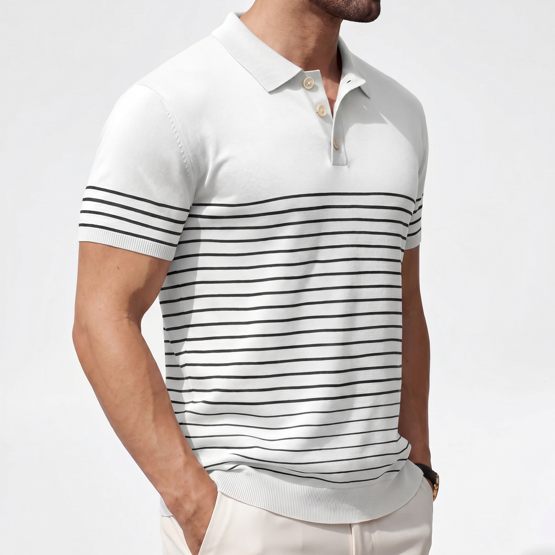 Men’s Striped Knit Polo Shirt