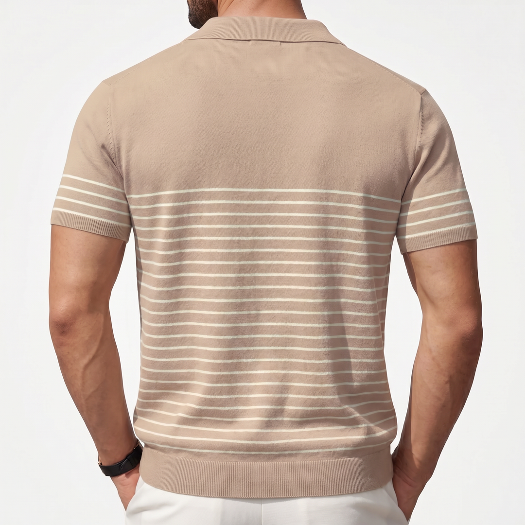 Men’s Striped Knit Polo Shirt