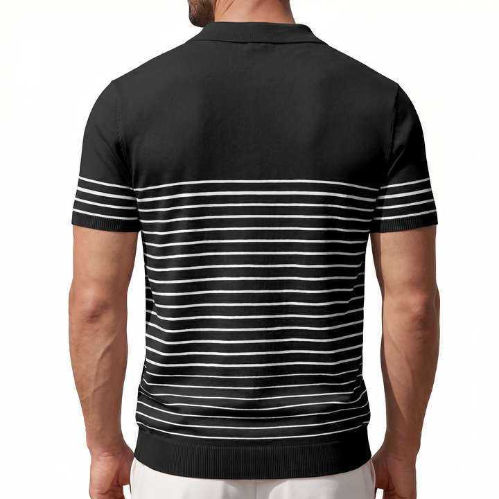 Men’s Striped Knit Polo Shirt