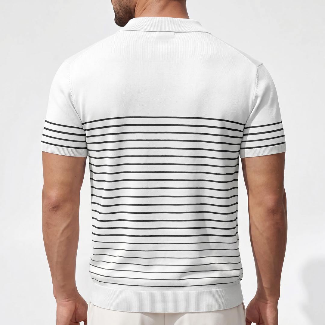 Men’s Striped Knit Polo Shirt