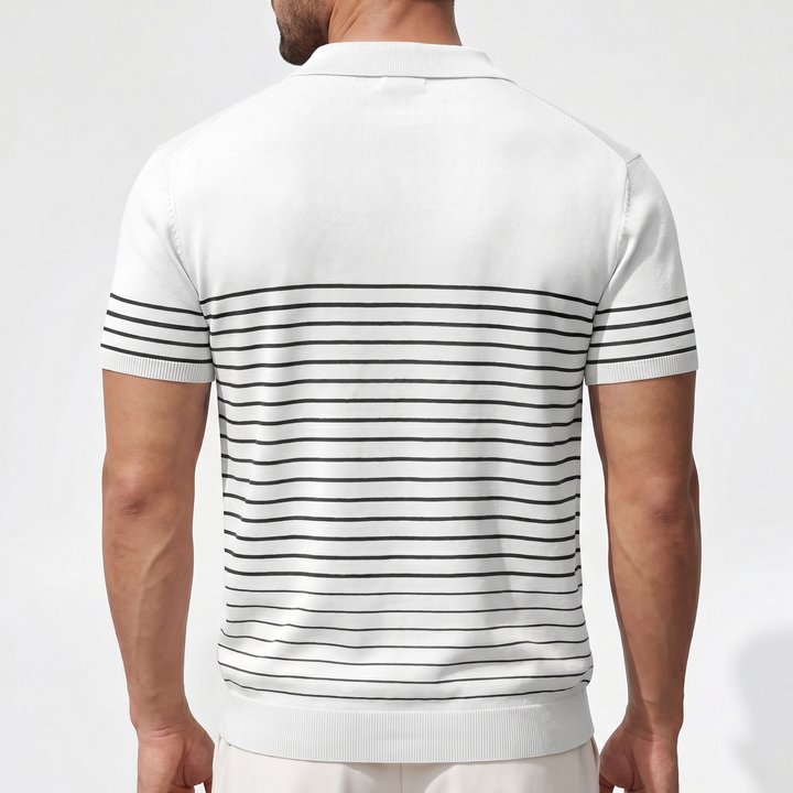 Men’s Striped Knit Polo Shirt