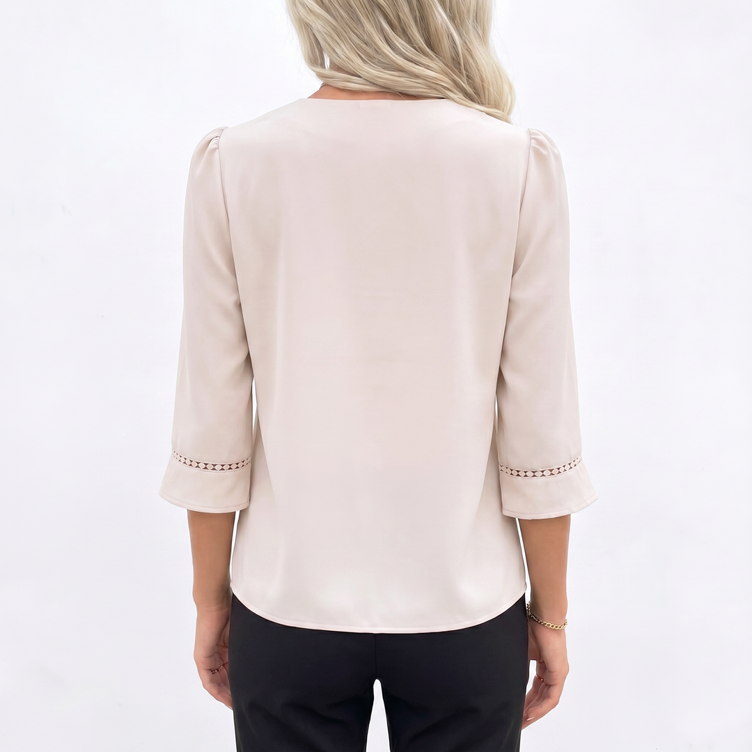 Elegant V-Neck Flared Sleeve Blouse for Women